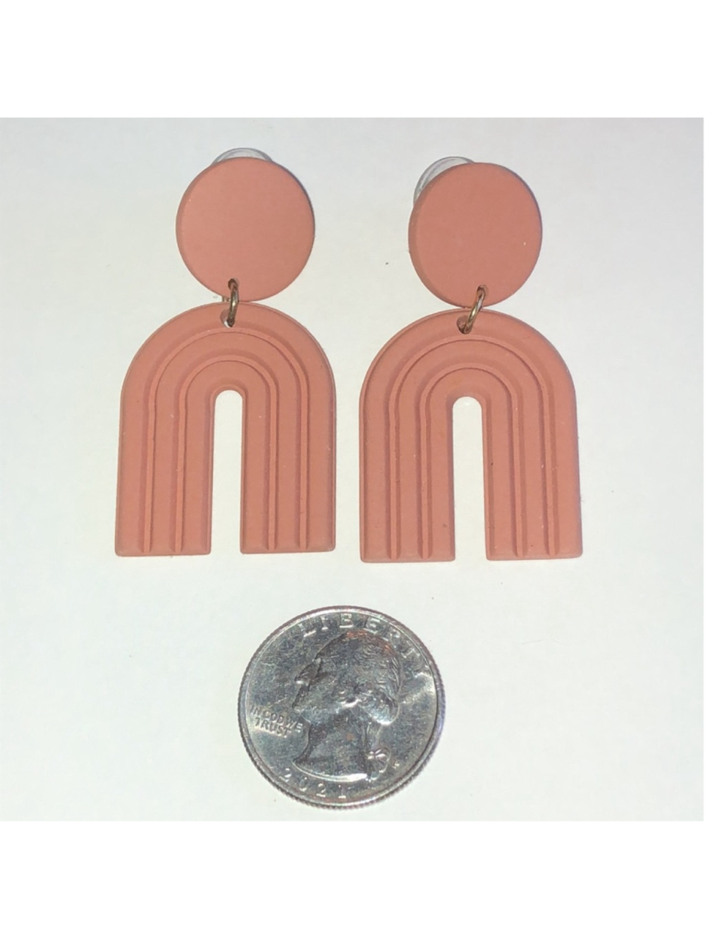 Terracotta Clay Retro Boho Arch Earrings - Picture 3 of 4